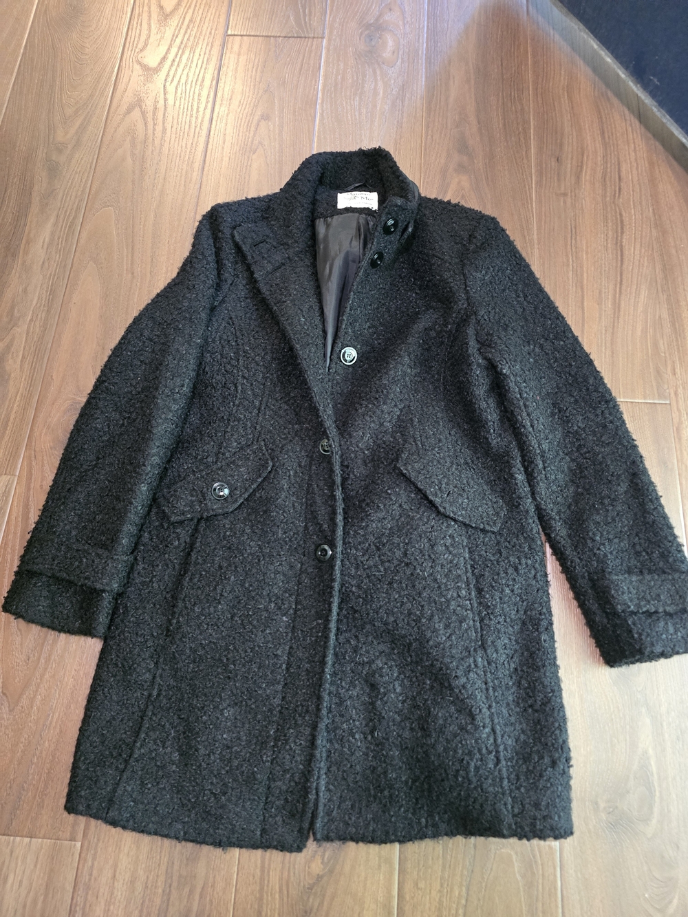Maralyn & Me Black Bouclé Pea Coat